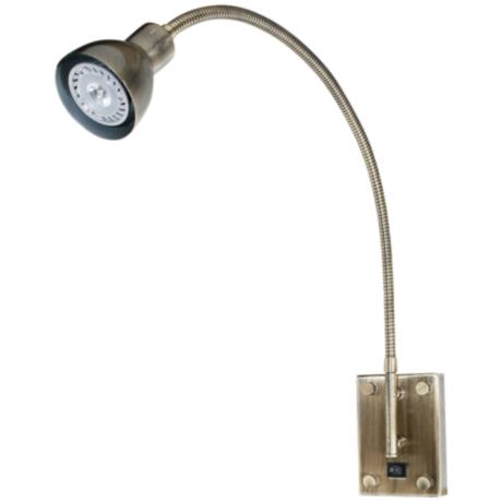 Antique Brass Gooseneck Plug-In Swing Arm LED Wall Light - #H5442 LampsPlus.com