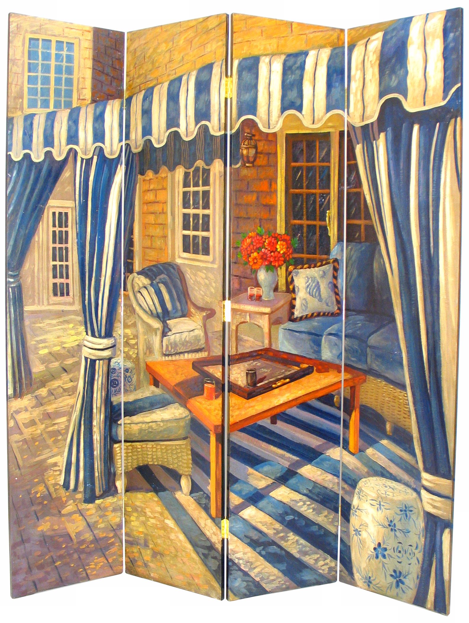 Al Fresco Dining Hand-Painted Room Divider Screen
