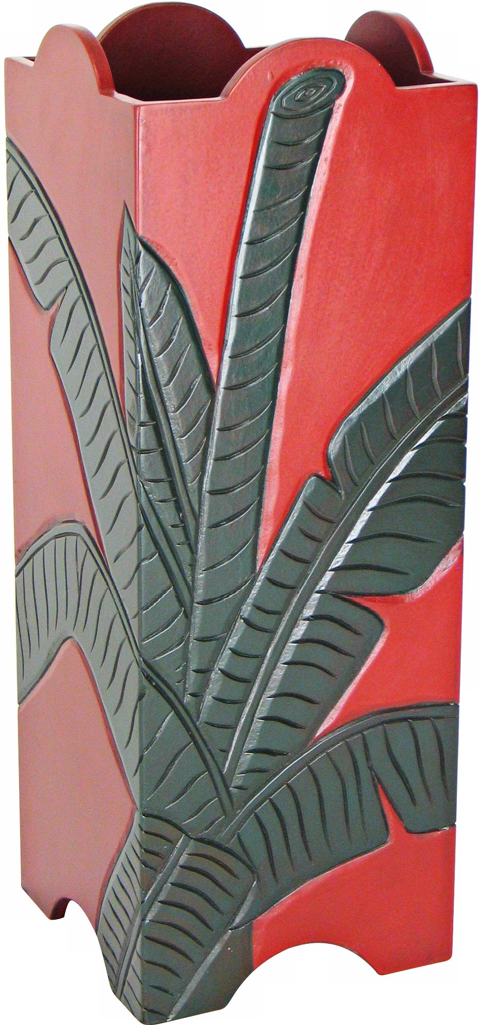 Palm Frond Carved Umbrella Stand