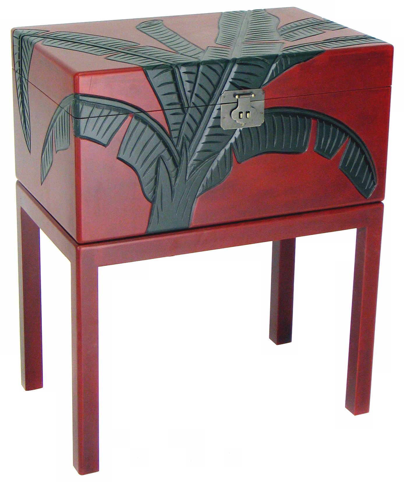 Palm Frond Carved Standing Chest
