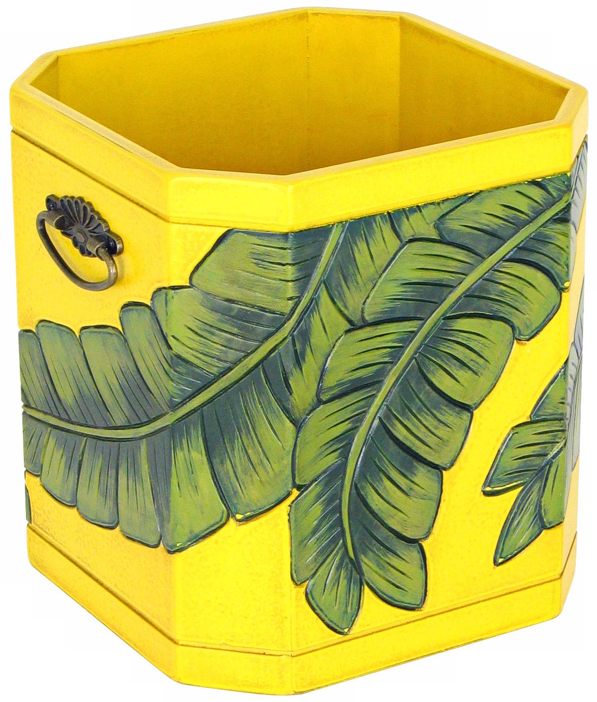 Tropical Fronds Carved Storage Tub