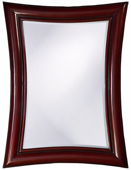Deep Bordeaux Red Finish Cinched Square 45" High Wall Mirror