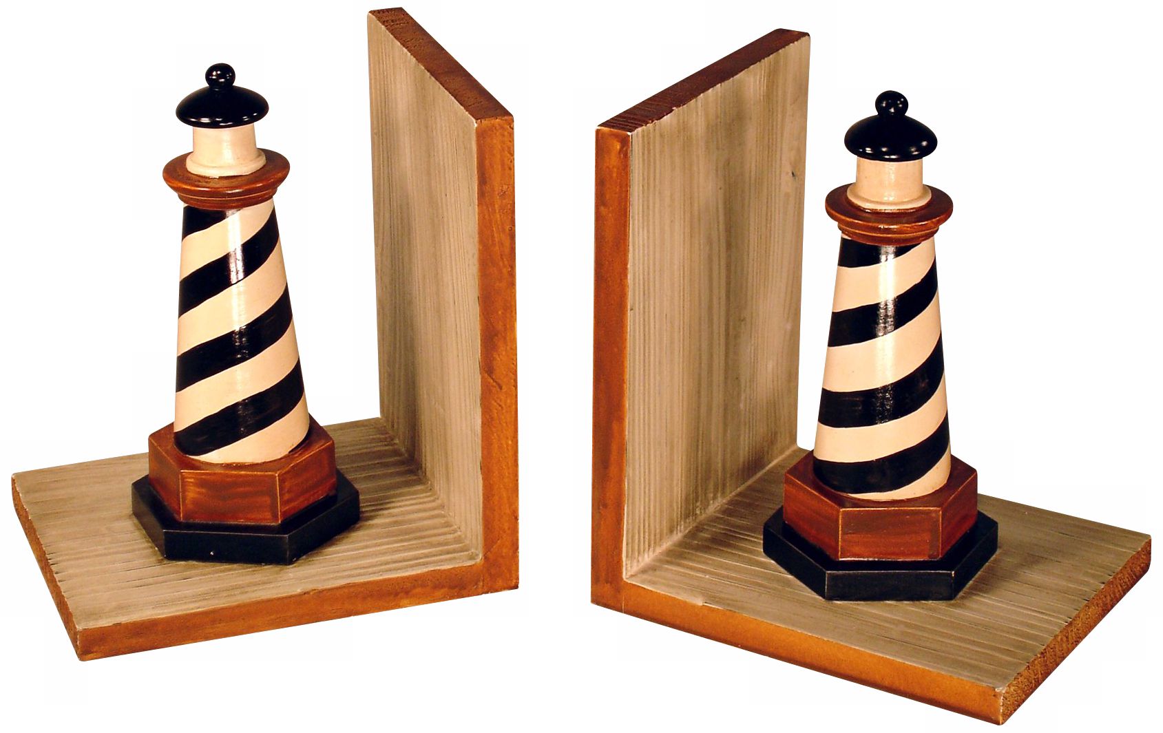 Set of Two Black and White Lighthouse Bookends H5543