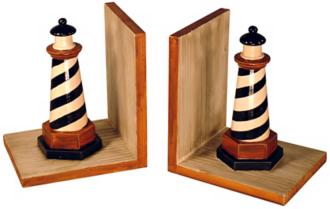 Set of Two Black and White Lighthouse Bookends H5543
