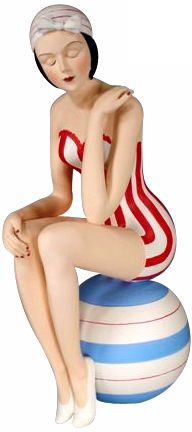 Bathing Beauty Red and White Suit Figurine