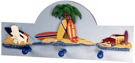 Beach Theme Wall Hanging Kids Coat and Hat Rack