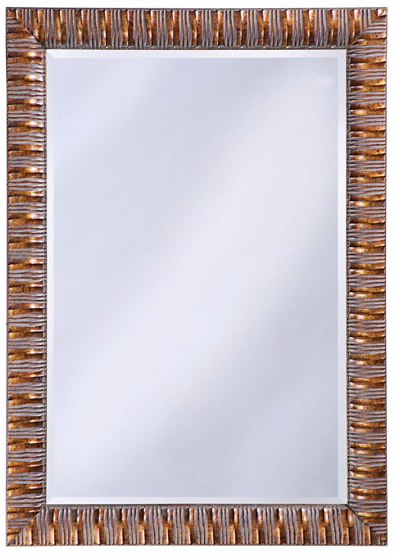 Antique Mottled Copper Finish Ribbed 41" High Wall Mirror
