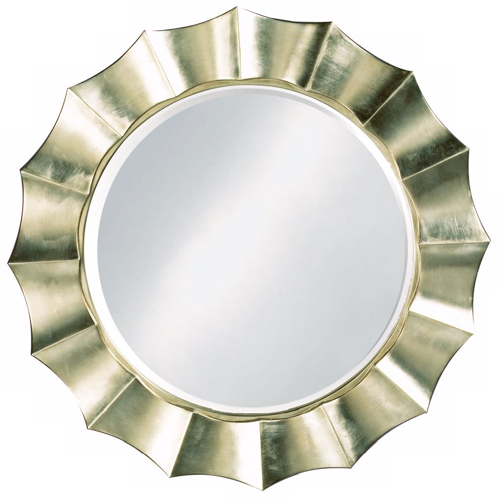 Silver Finish Sun Shadow Round 41" Wide Wall Mirror