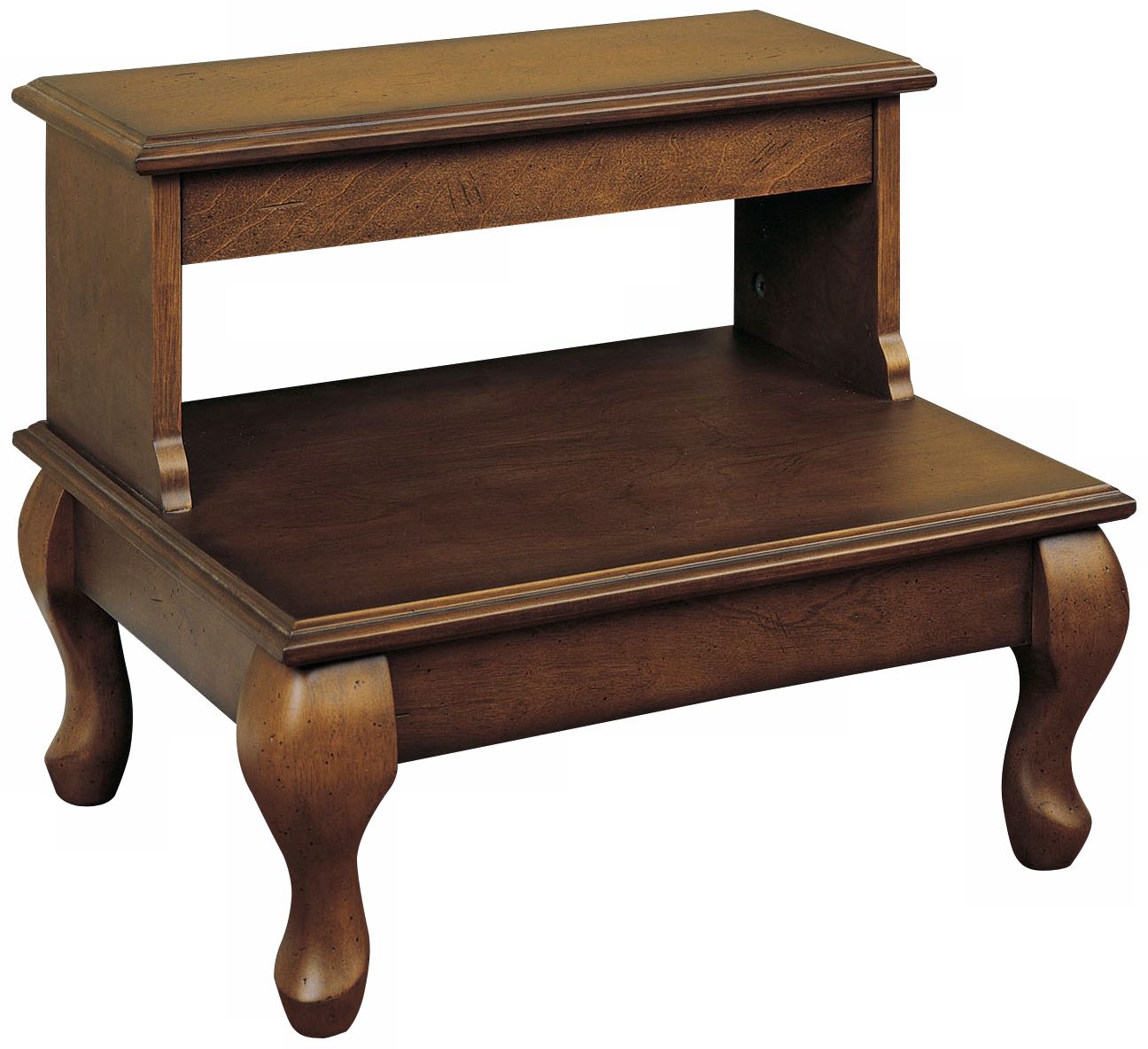 Traditional Antique Cherry Finish Bed Steps
