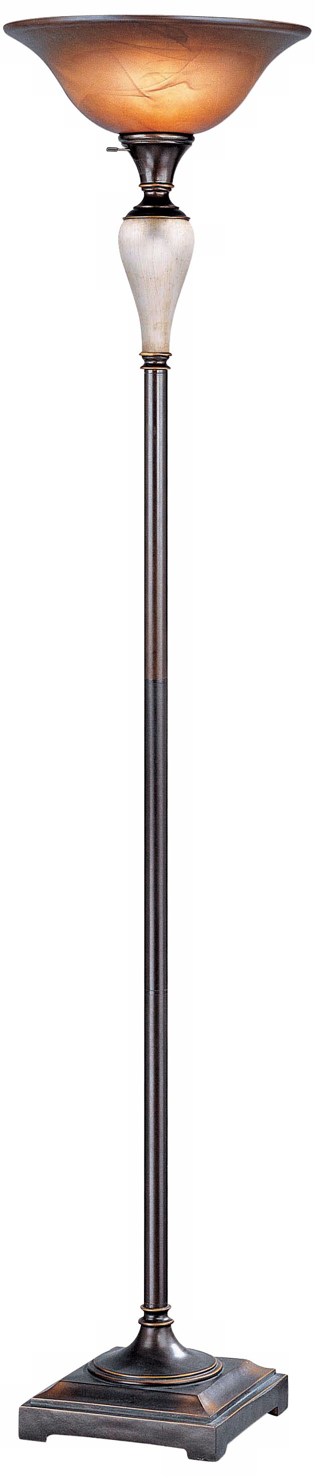 Devin Collection Bronze with Smoked Glass Torchiere