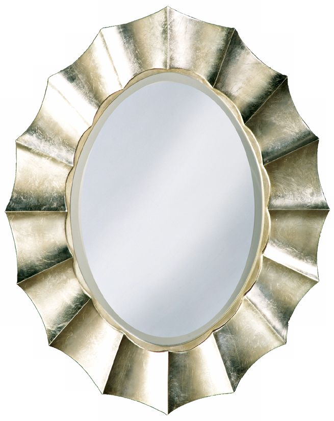 Corona Silver Leaf 40" High Oval Wall Mirror