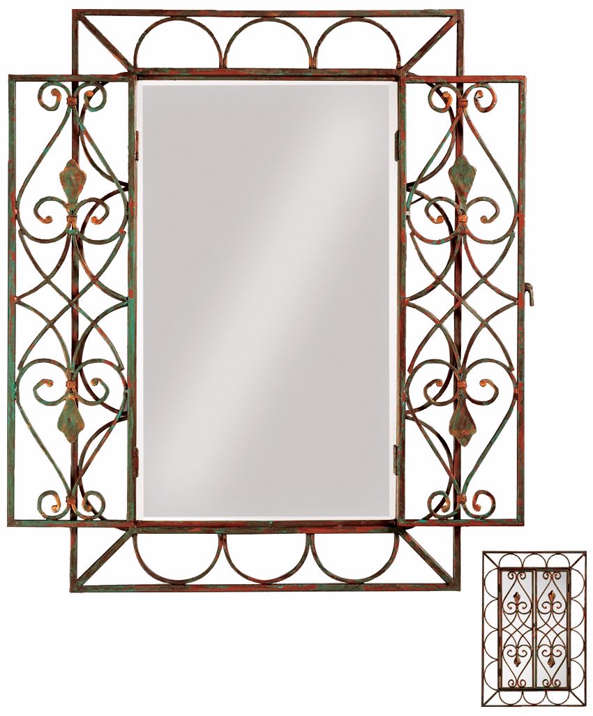 Aged Copper Metal Openwork 32" High Wall Mirror