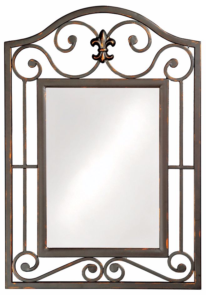 Pewter Finish with Copper Highlights 30" High Wall Mirror