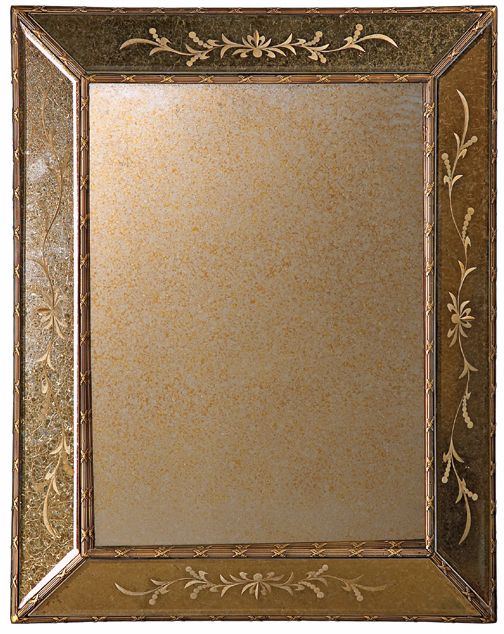 Antique Smoke Finish Floral Accent 24" High Wall Mirror