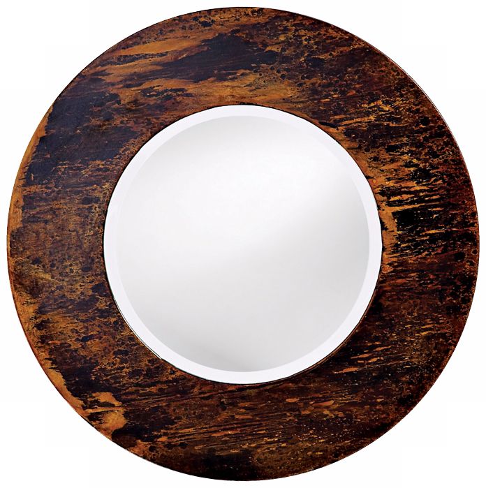 Faux Tortoise Shell Lacquer Round 26" Wide Wall Mirror