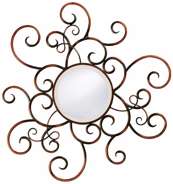 Mottled Bronze Finish Wrought Iron Accent 35" High Mirror