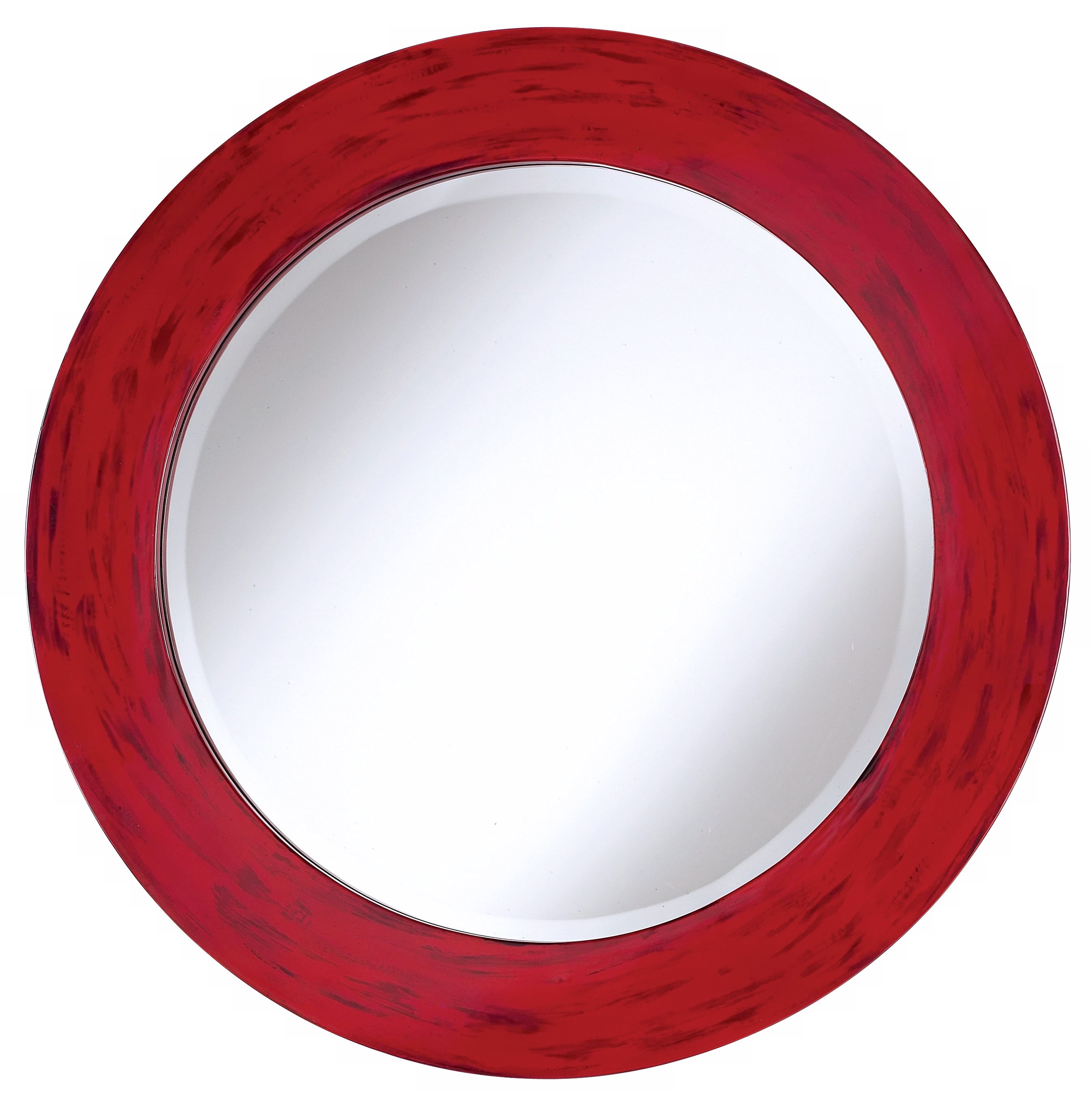 Red Lacquer Finish Round 32" Wide Wall Mirror