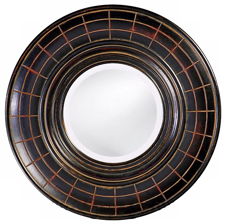 Espresso Brown with Rust Inset 24" Wide Wall Mirror