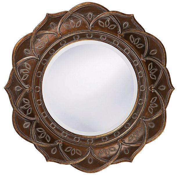 Antique Copper Finish DecorativeTrim Round Wall Mirror