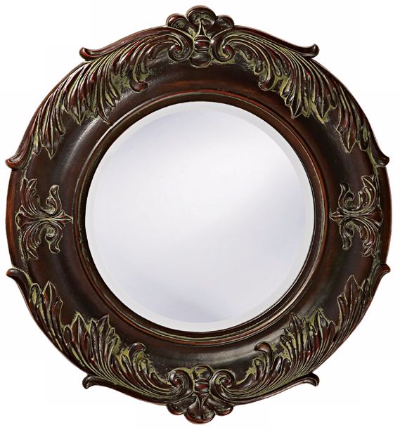 French Brown and Antique Verde Finish 21" Wide Wall Mirror