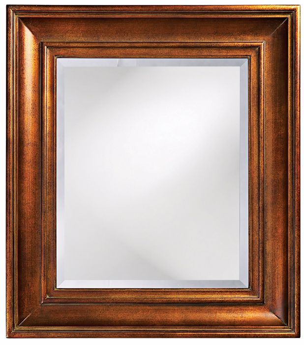 Bright Brushed Copper Finish 34" High Wall Mirror