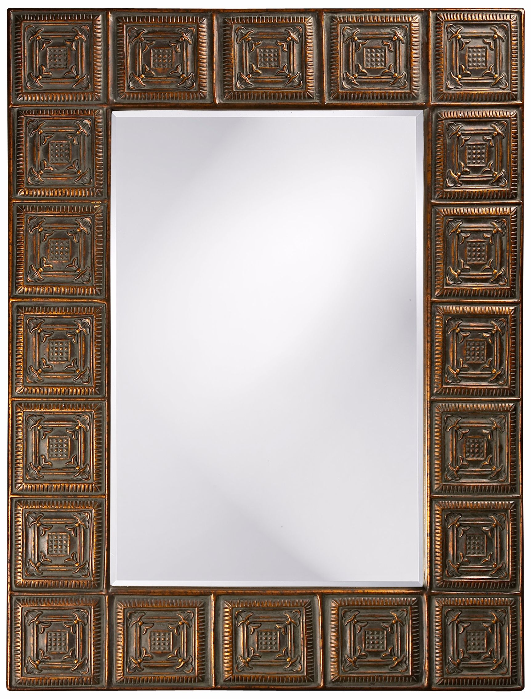Antique Copper Finish Decorative Trim 50" High Wall Mirror