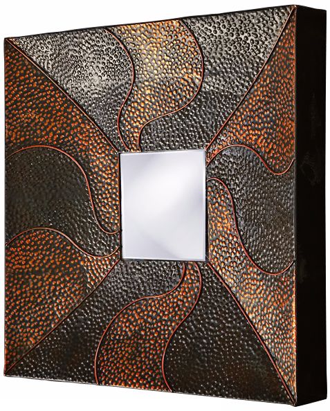 Textured Copper and Black Finish Accent 24" Wide Mirror