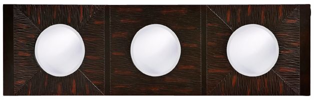 Textured Deep Brown Finish with Red Accent 47" Wide Mirror.