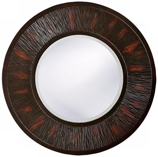 Textured Deep Brown Finish with Red 30" Wide Wall Mirror.