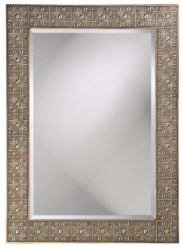 Bright Nickel Finish with Antique Highlights Wall Mirror