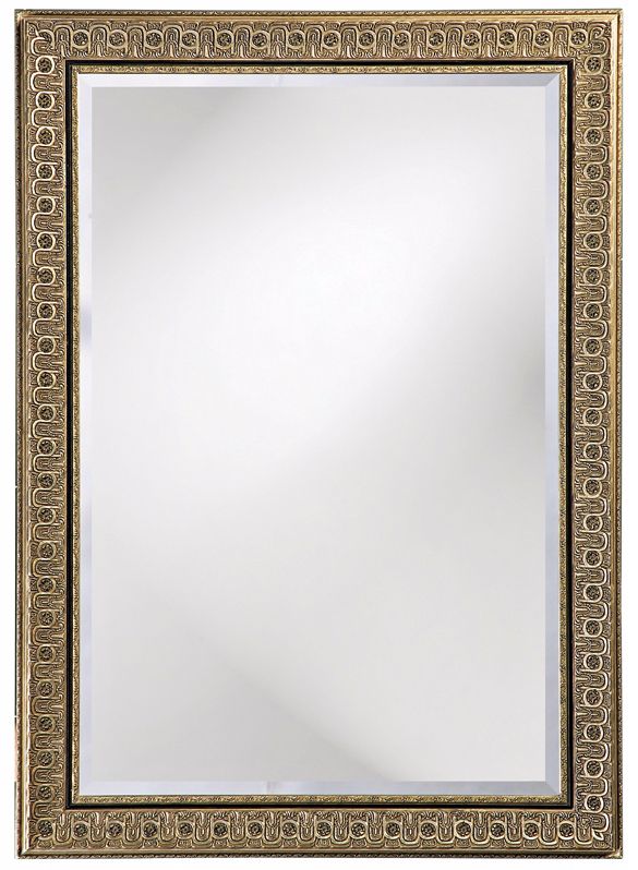 Silver Finish Black Trim European Style 44" High Wall Mirror