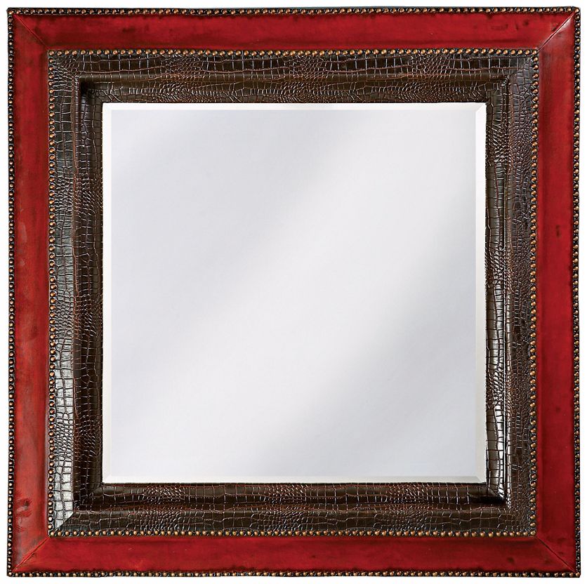 Crimson and Brown Mock Croc 44" Wide Wall Mirror