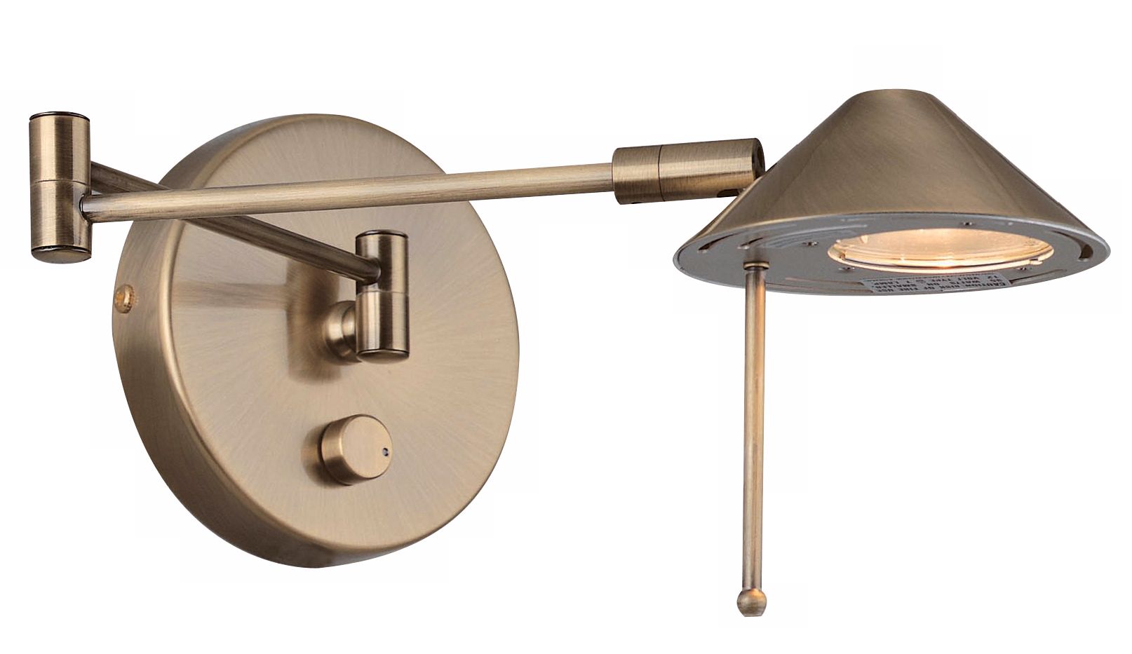 Lite Source Antique Brass Dimmable Halogen Plug-in Swing Arm