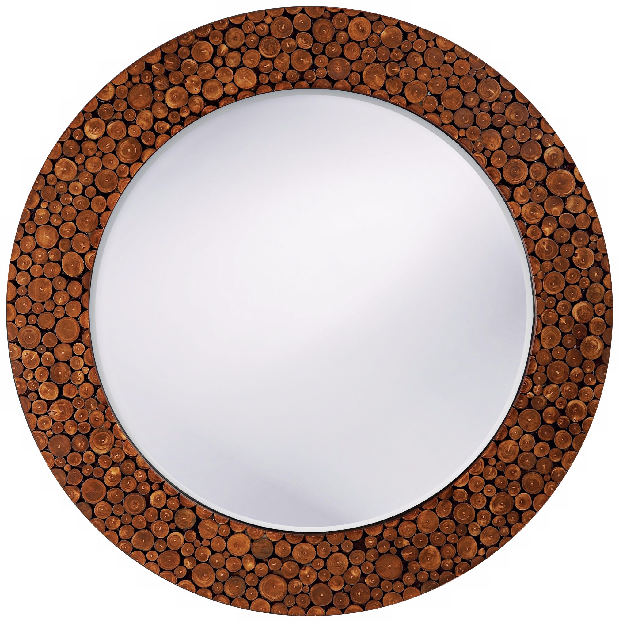 Brown Lacquer Acacia Wood 27" Wide Wall Mirror