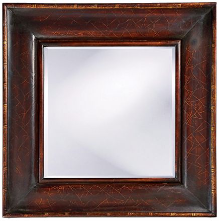 Delacour Brown Crackle Square 37" Wide Wall Mirror