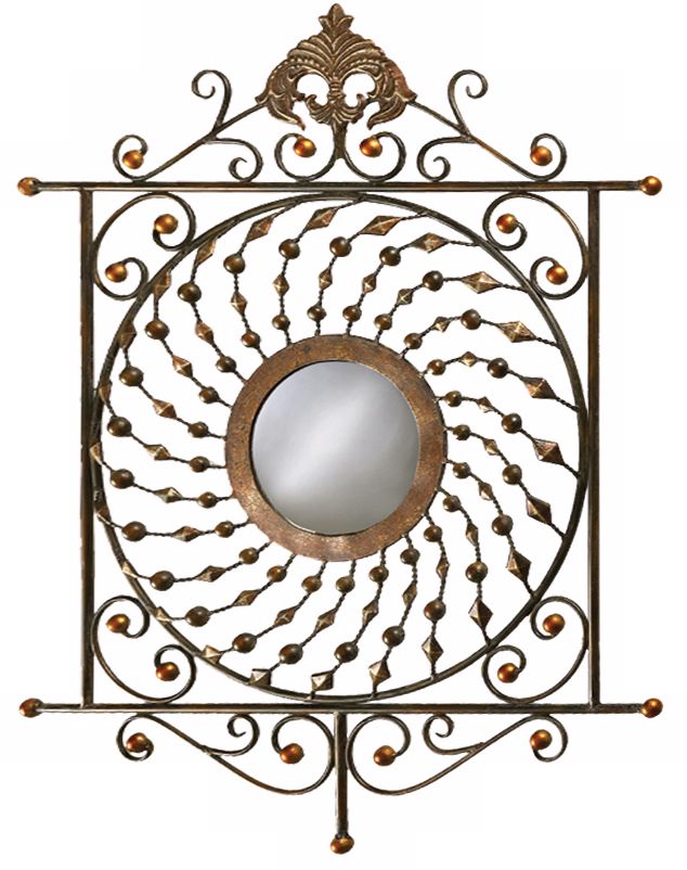 Scrolled Metal Frame Convex 33" High Wall Mirror