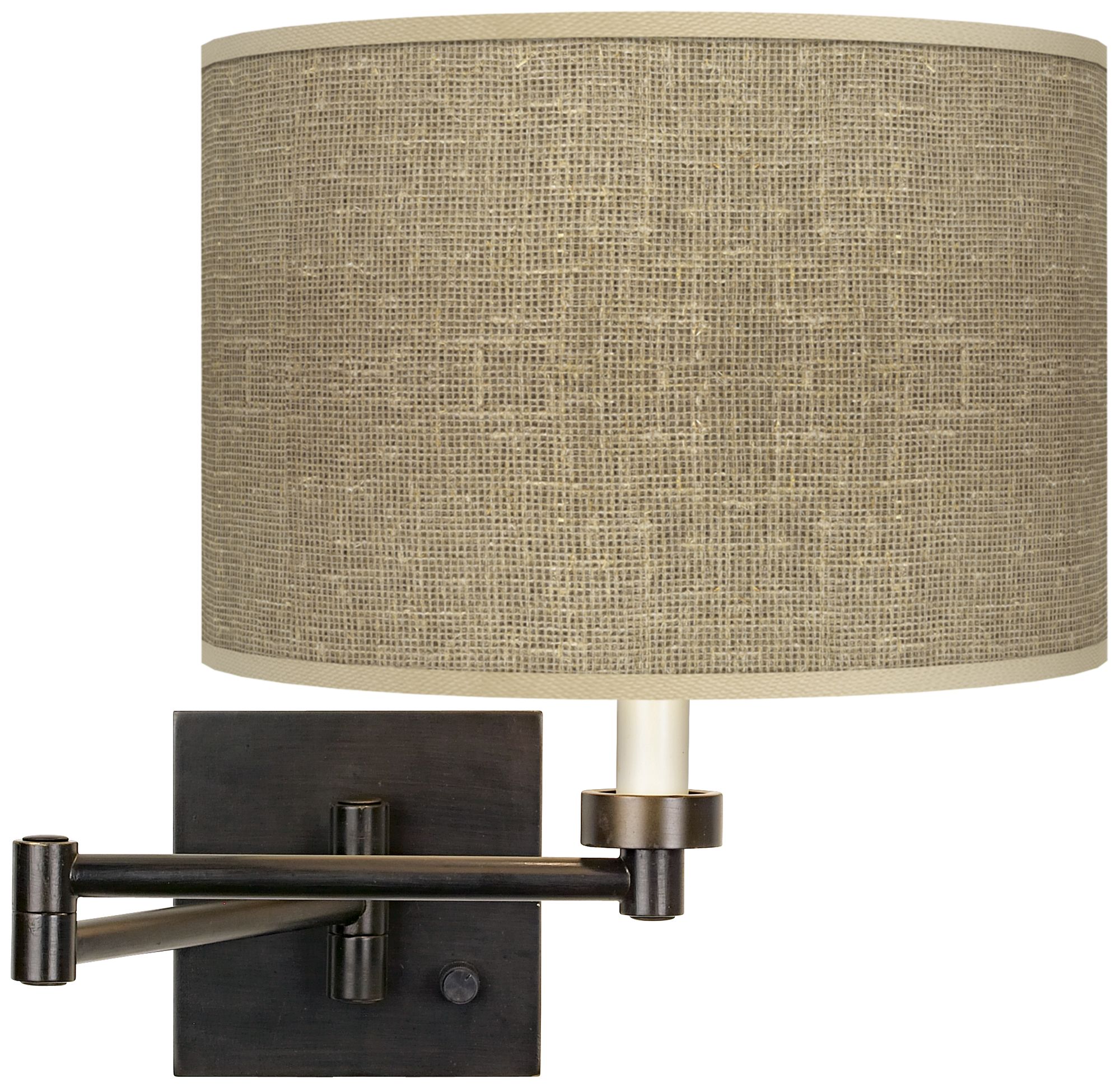 Burlap Print Dark Bronze Plug-In Swing Arm Wall Light