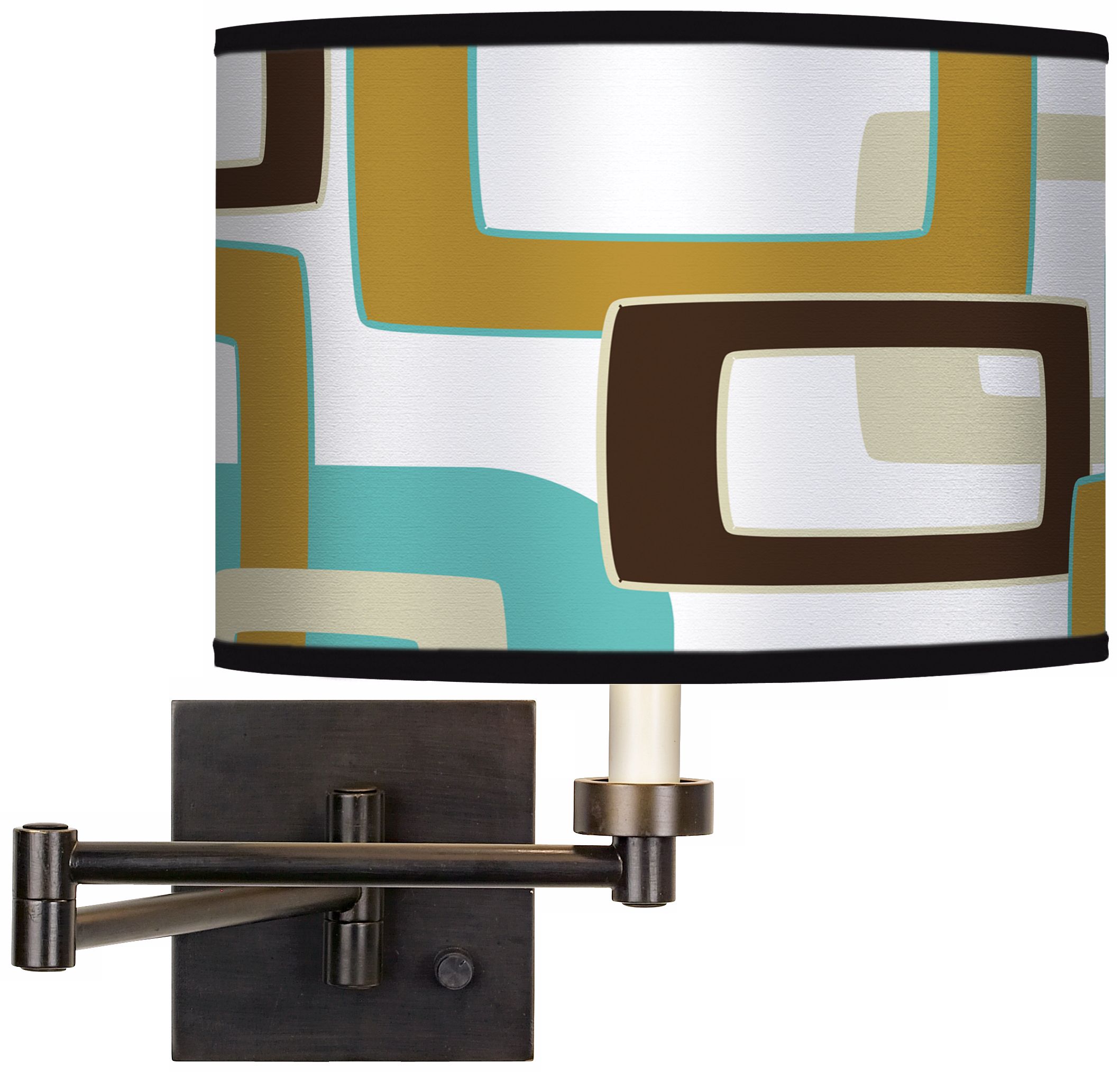 Countess Retro Rectangles Giclee Bronze Swing Arm Wall Light