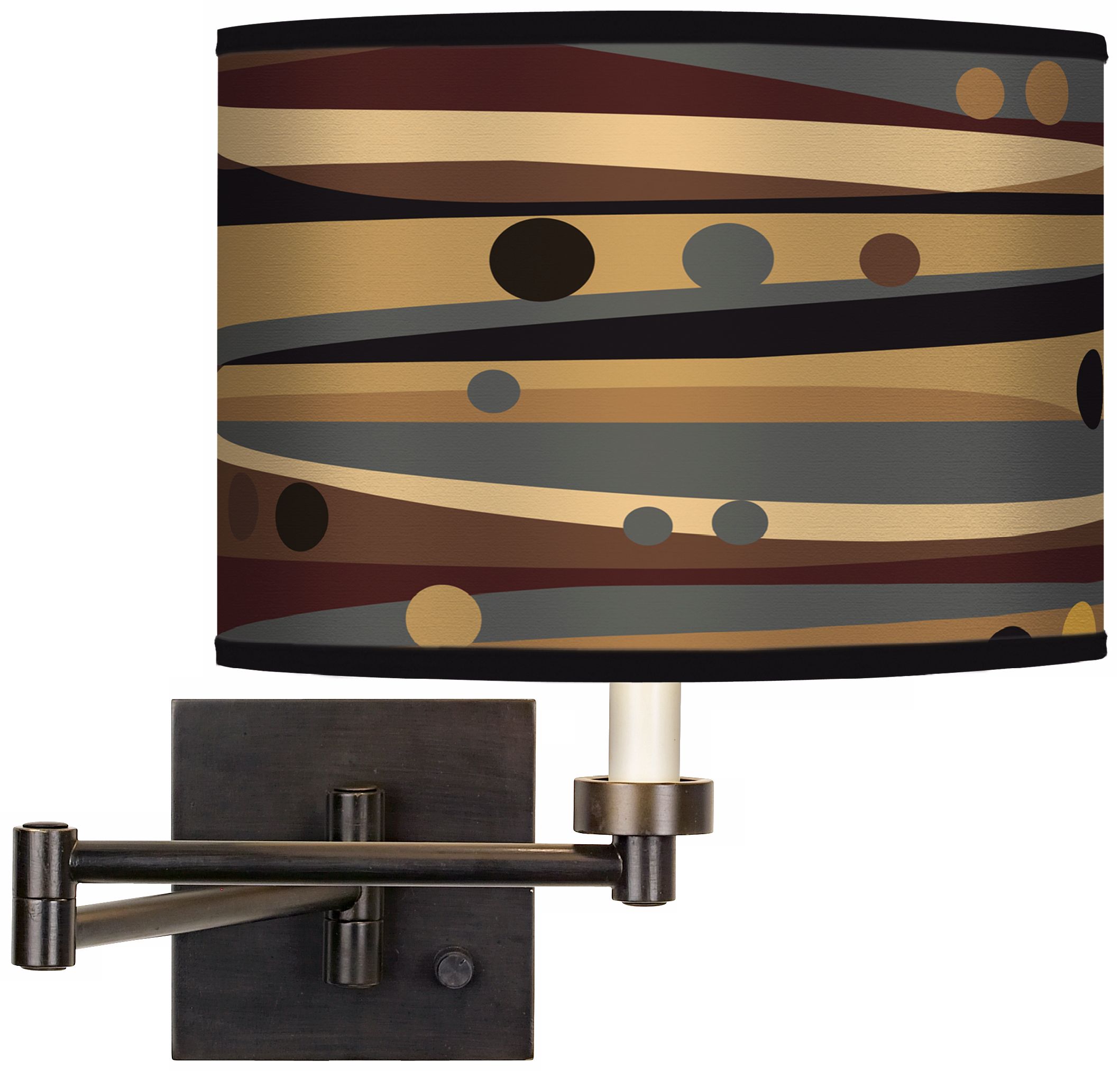 Natural Dot & Waves Giclee Bronze Swing Arm Wall Light