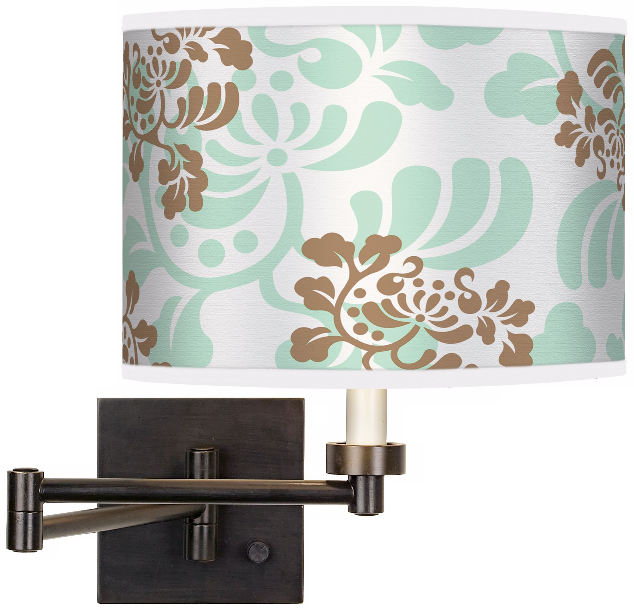 Classic Mist & Taupe Giclee Bronze Swing Arm Wall Light