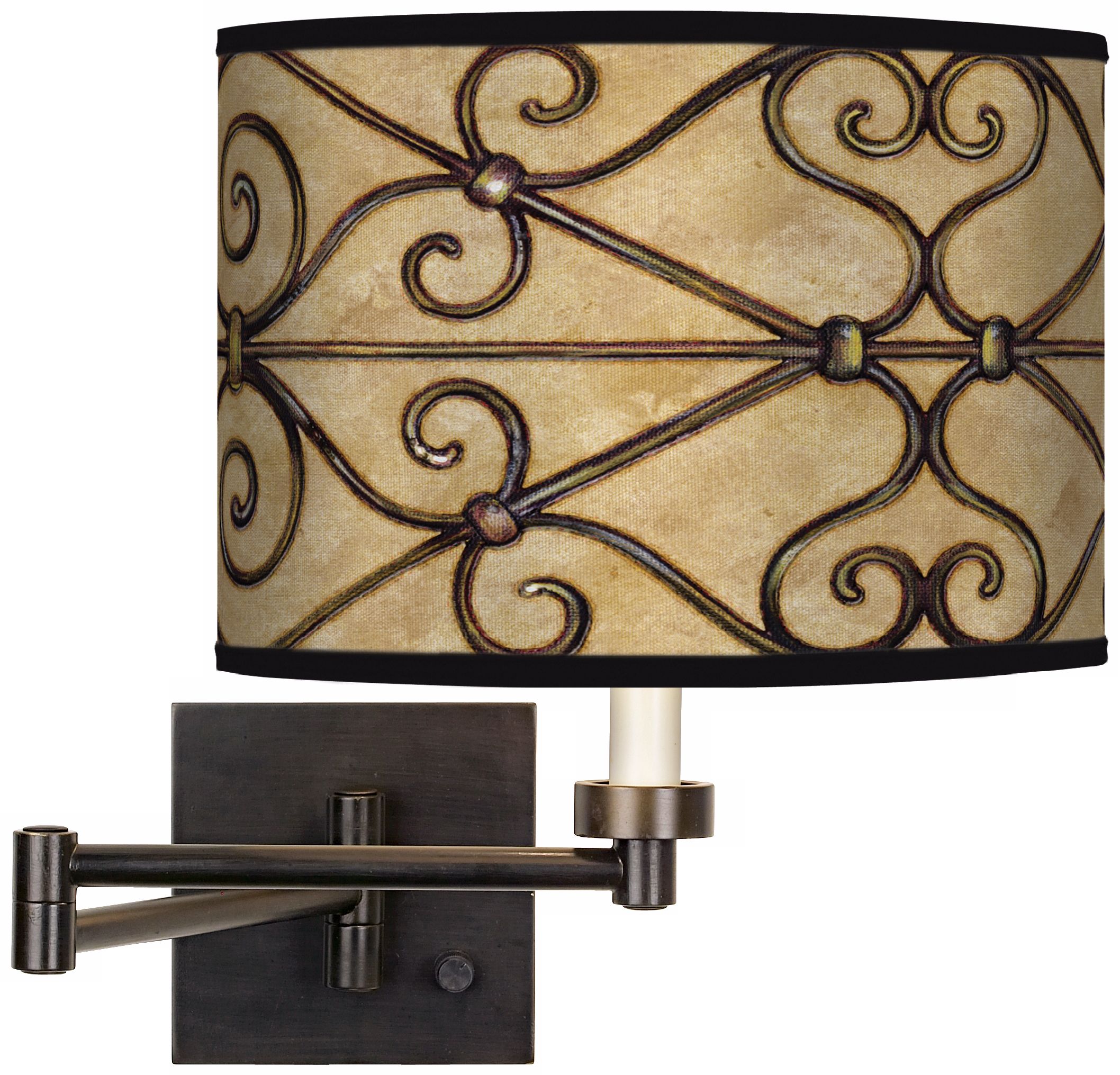 Trellis Hearts Giclee Bronze Swing Arm Wall Light