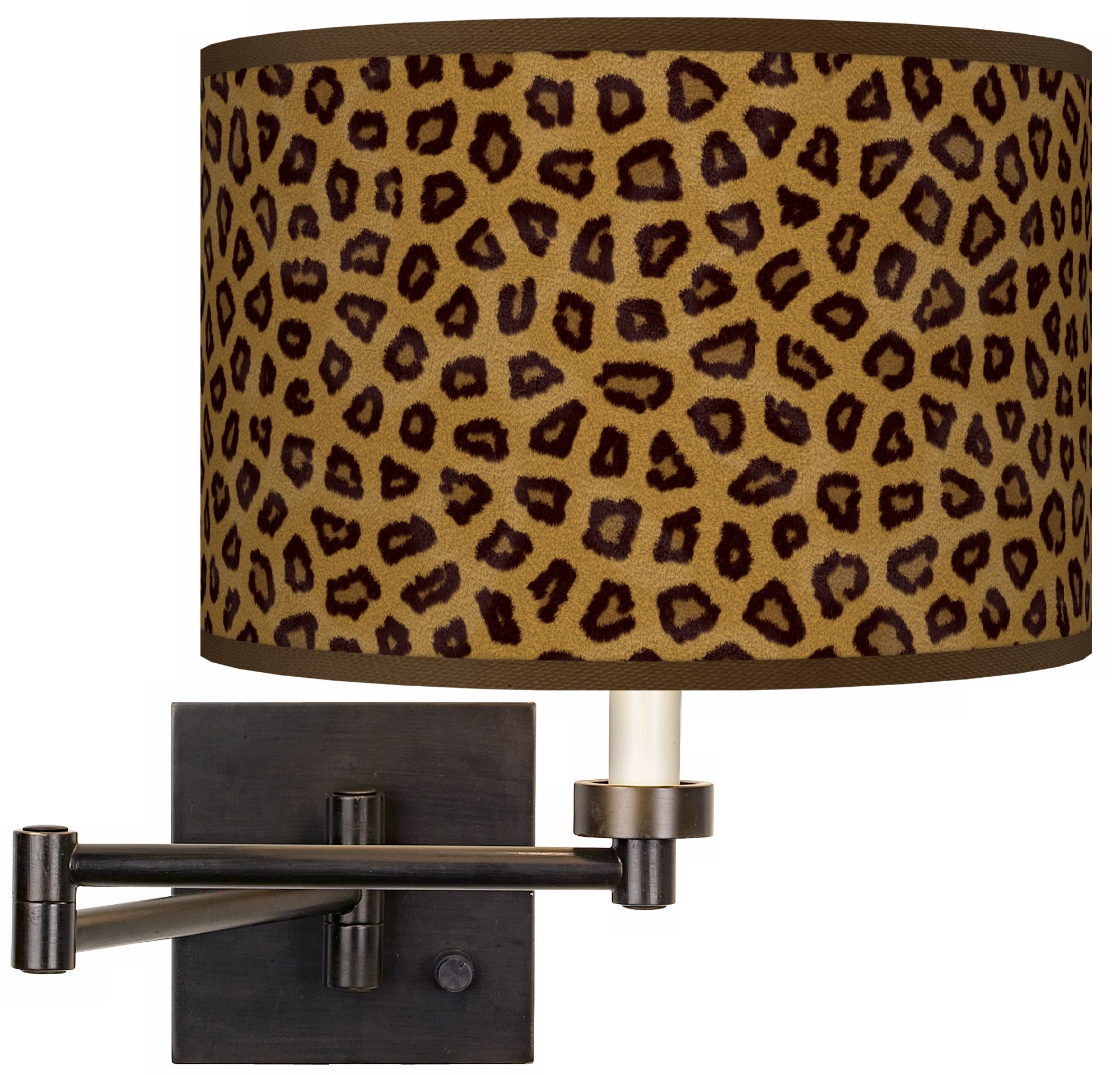 Safari Cheetah Giclee Bronze Swing Arm Wall Light