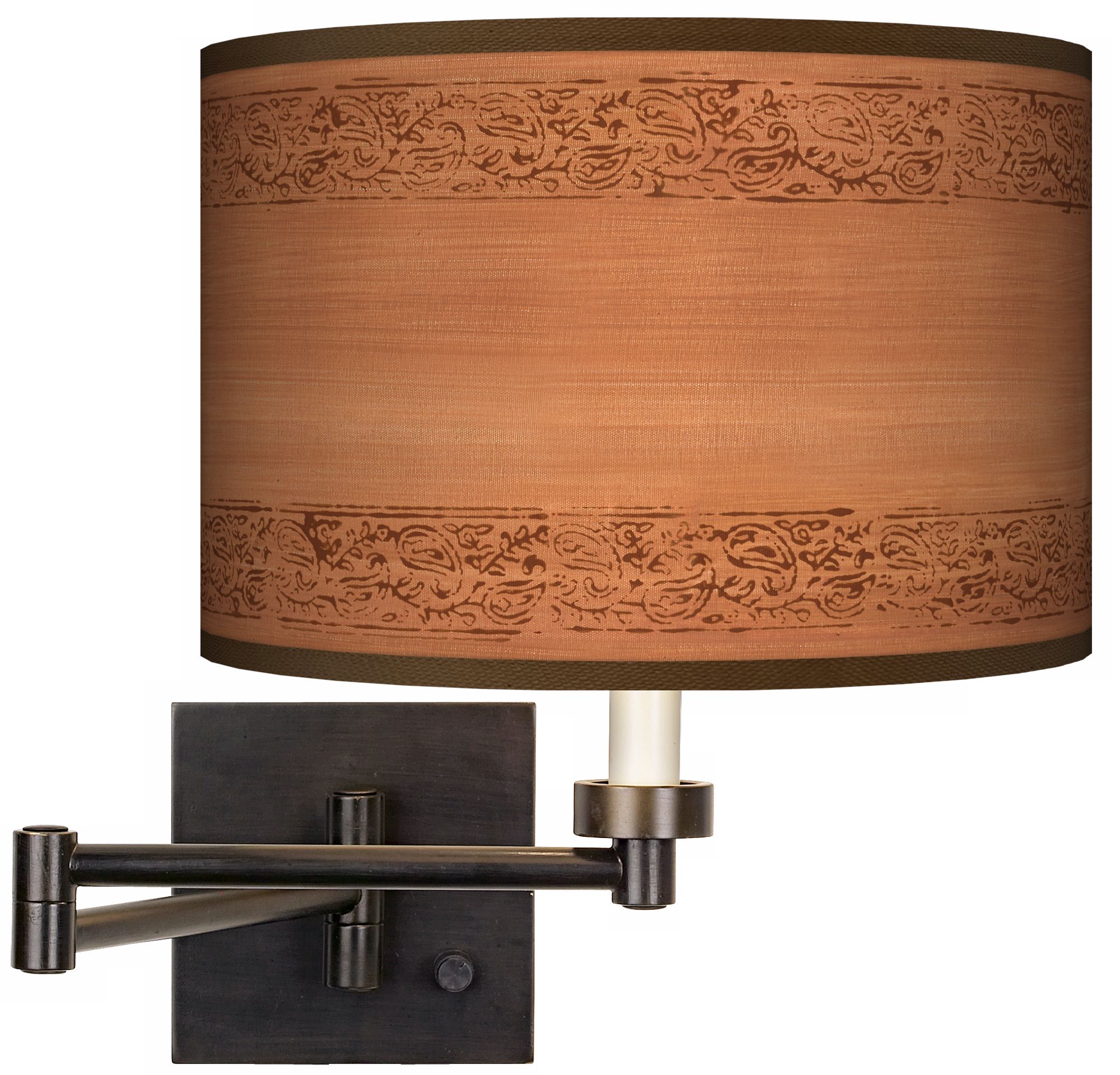Paisley Trim Giclee Dark Bronze Plug-In Swing Arm Wall Light