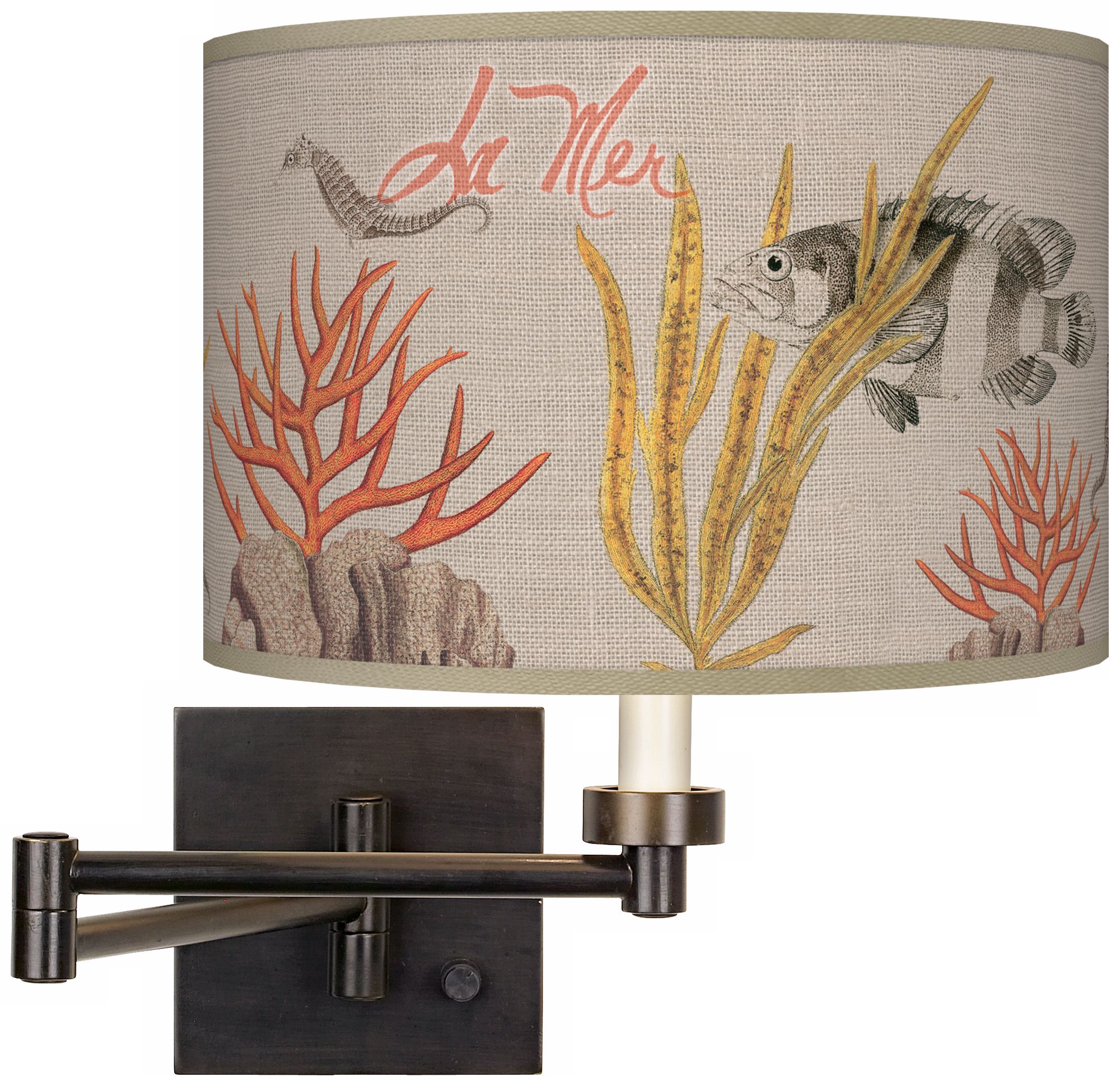 La Mer Coral Giclee Dark Bronze Plug-In Swing Arm Wall Light