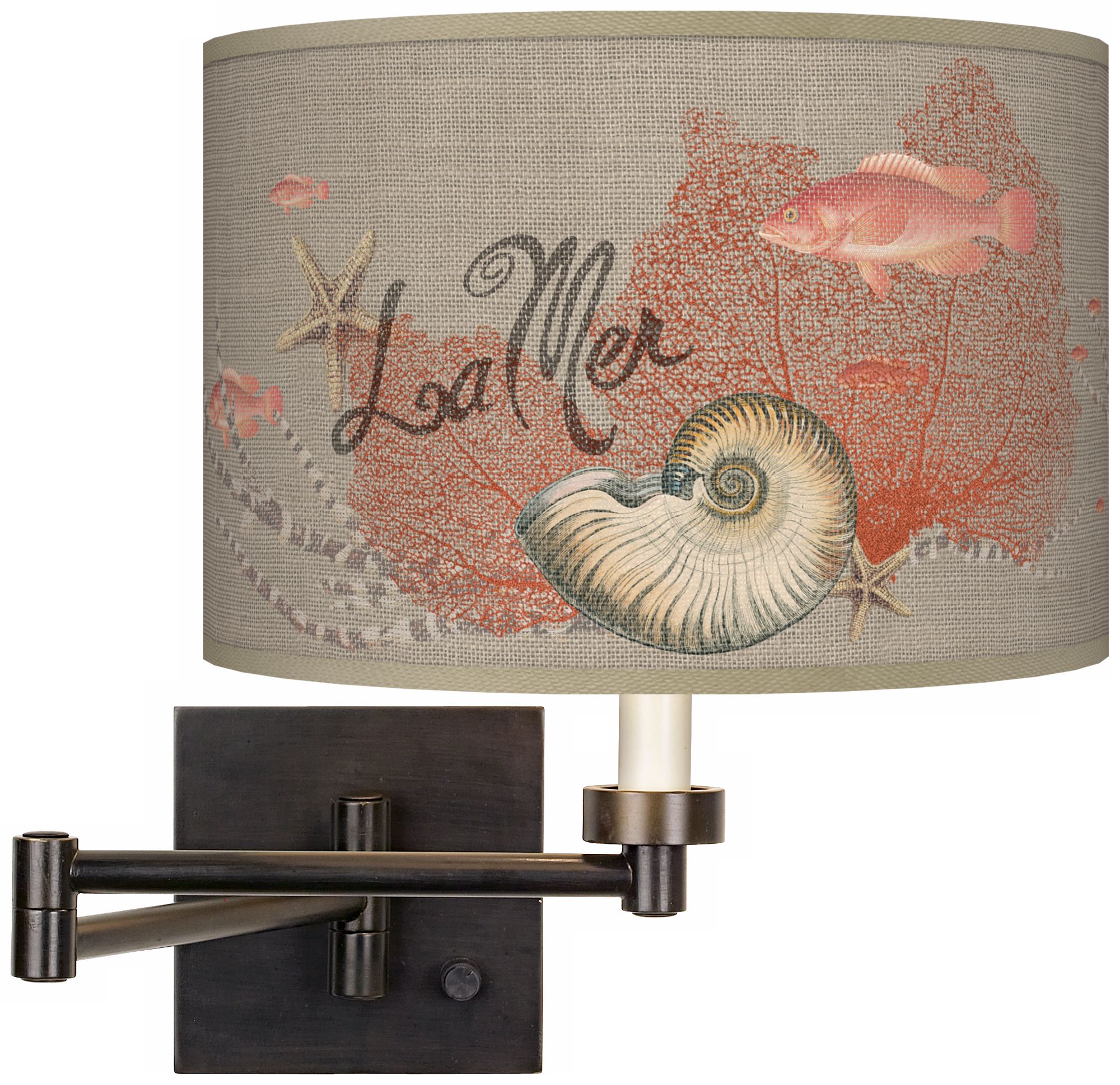 La Mer Seafan Giclee Dark Bronze Plug-In Swing Arm Wall Light