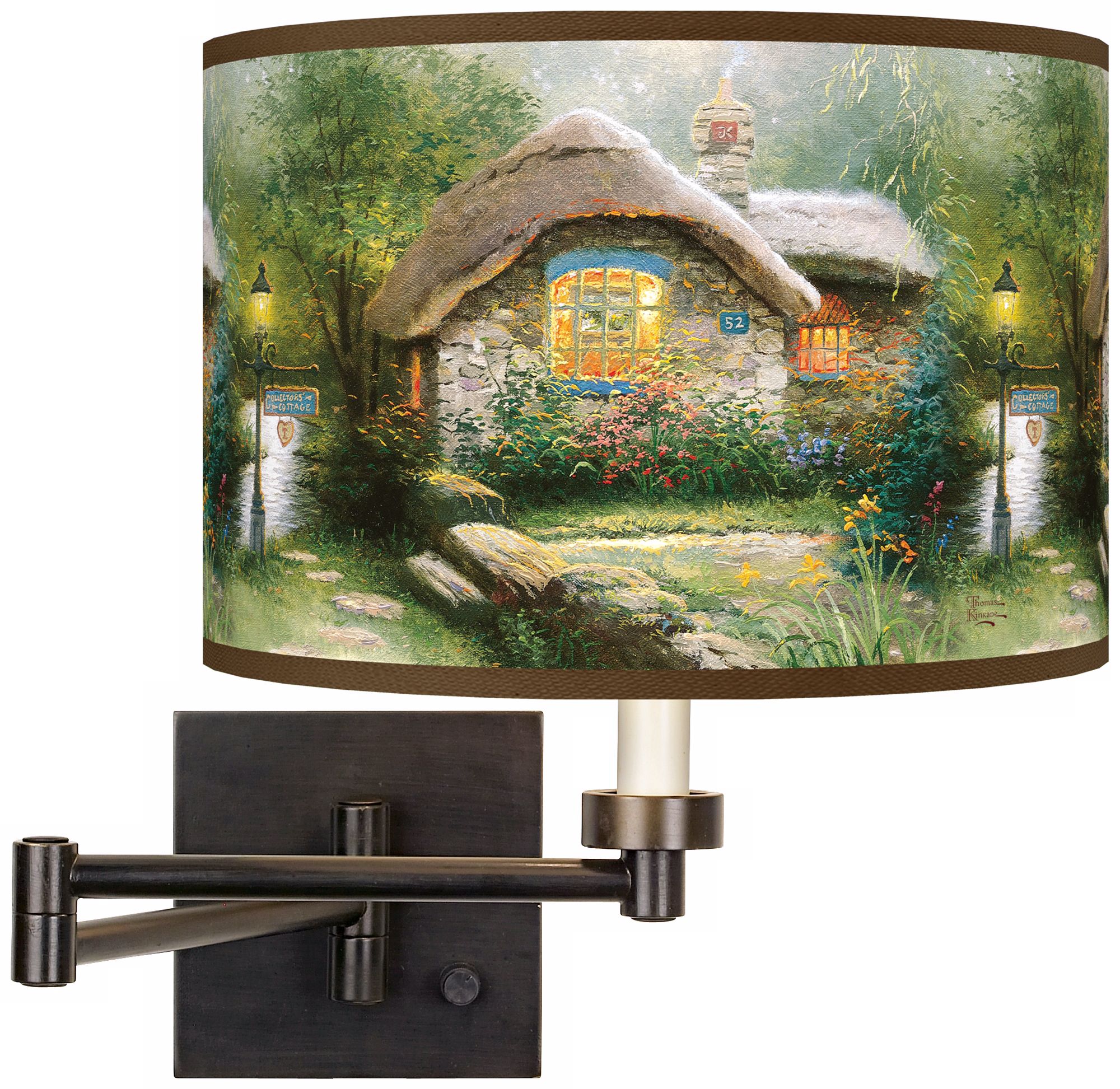 Thomas Kinkade Collector’s Cottage Plug-In Swing Arm Wall Light