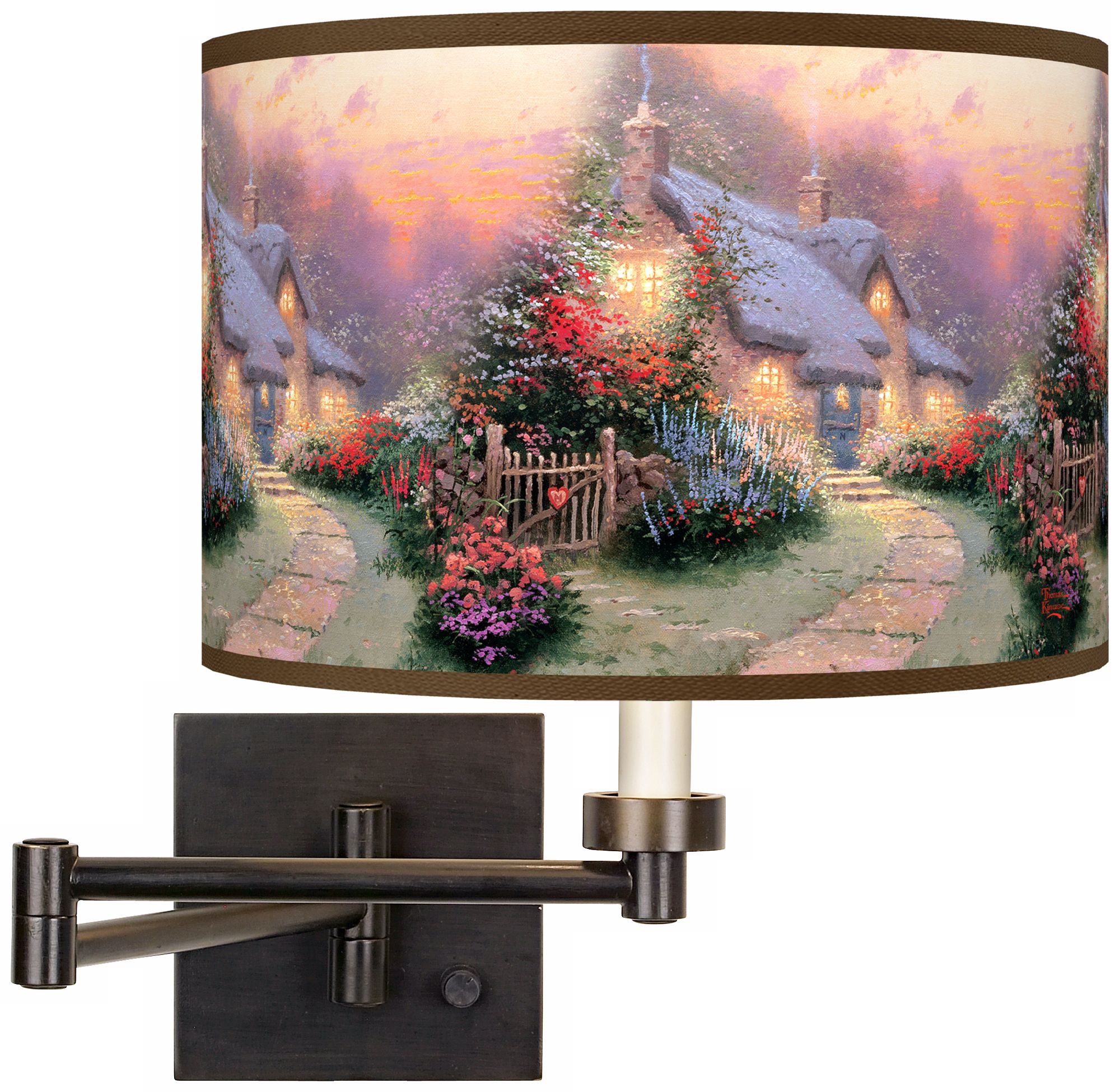 Thomas Kinkade Glory of Evening Plug-In Swing Arm Wall Light