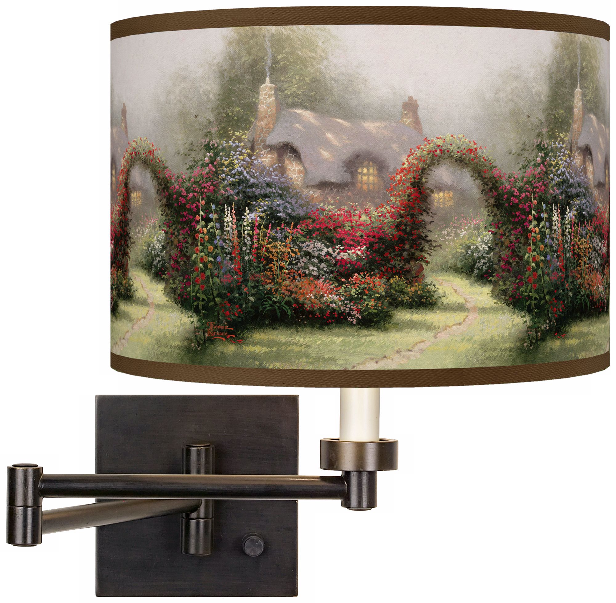 Thomas Kinkade Glory of Morning Plug-In Swing Arm Wall Light