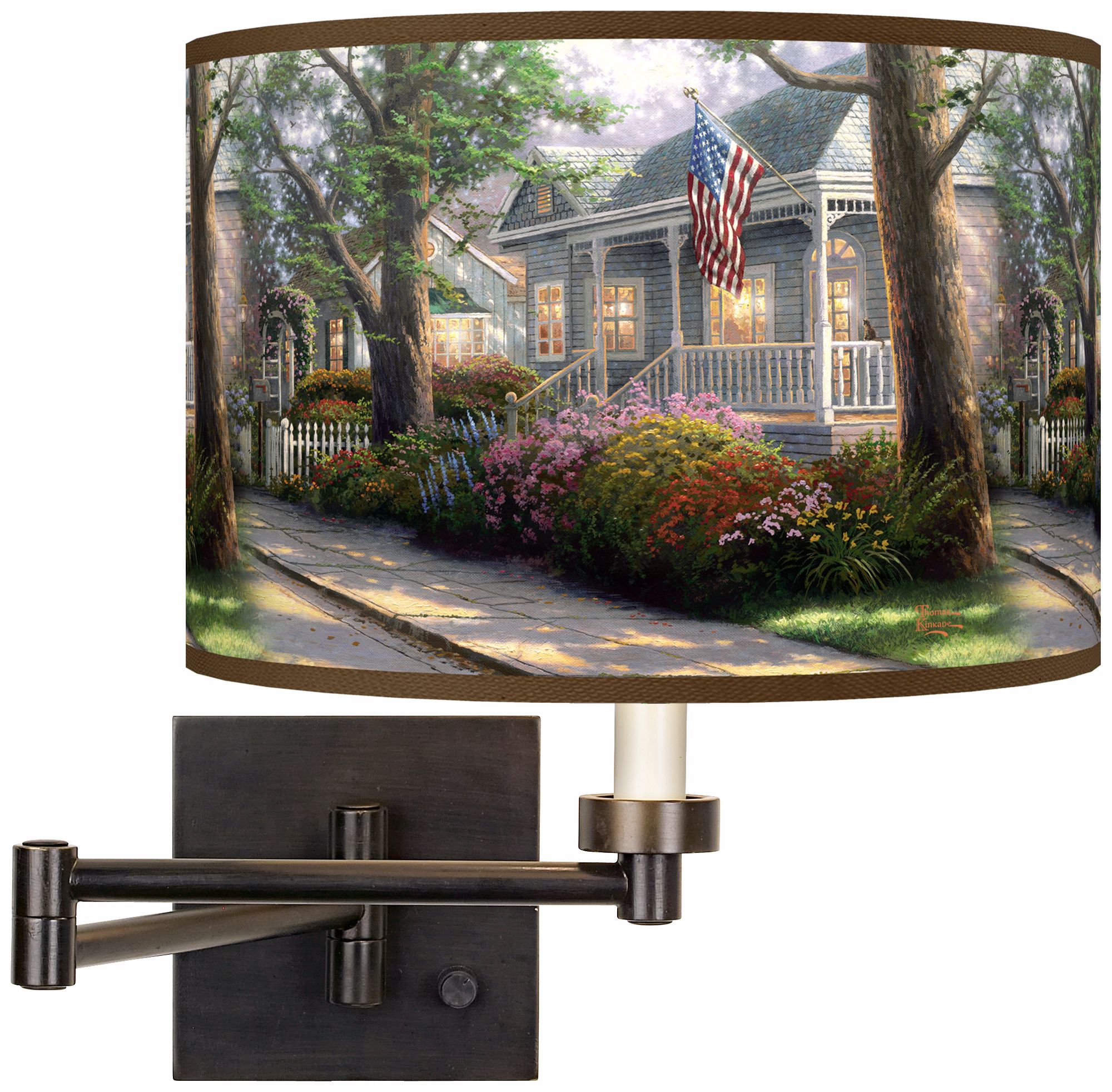 Thomas Kinkade Hometown Pride Plug-In Swing Arm Wall Light