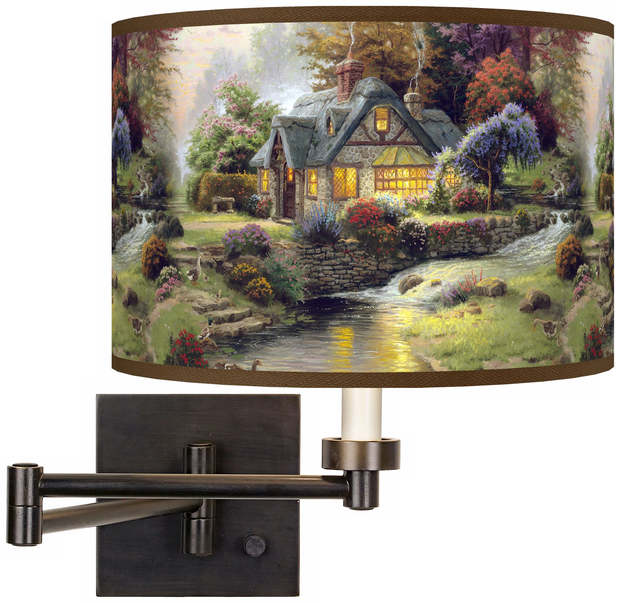 Thomas Kinkade Stillwater Cottage Plug-In Swing Arm Wall Light